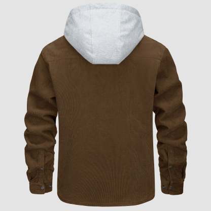 Men's Lightweight Hooded Corduroy Jacket for Casual Fall Wear