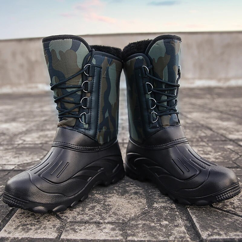 Men's Warm Winter Boots Waterproof Non-Slip Fishing Boots Work Boots (Insulation Rating: -40°F)