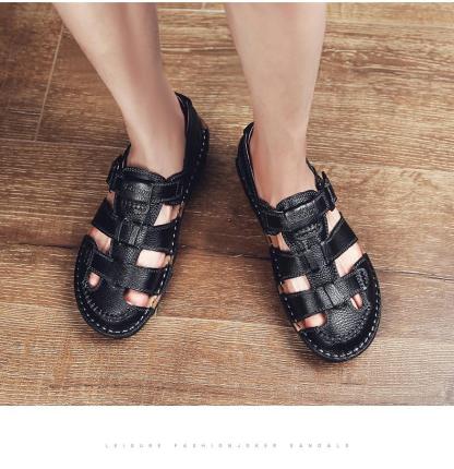[Copy]High quality cow leather sandals summer outdoor handmade men sandals fashion comfortable men beach leather shoes