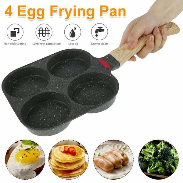 🔥Last Day 49%OFF🔥🍳Non-stick Egg Frying Pan, 4 Holes Skillet With Handle🍳