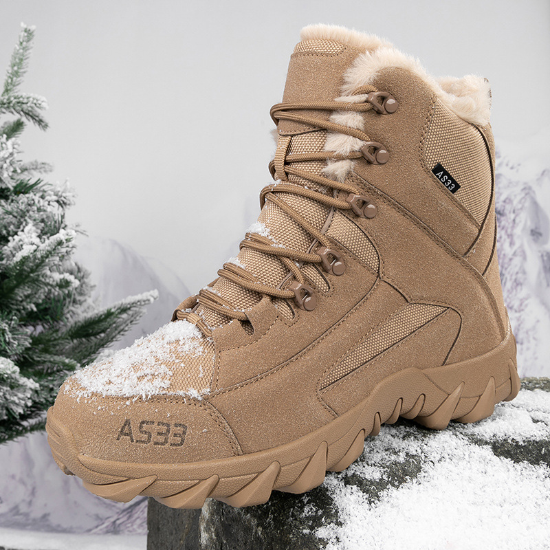 Men's Waterproof Non-Slip Warm Snow Combat Boots Safety Work Boots (Regular Style & Insulated Style)