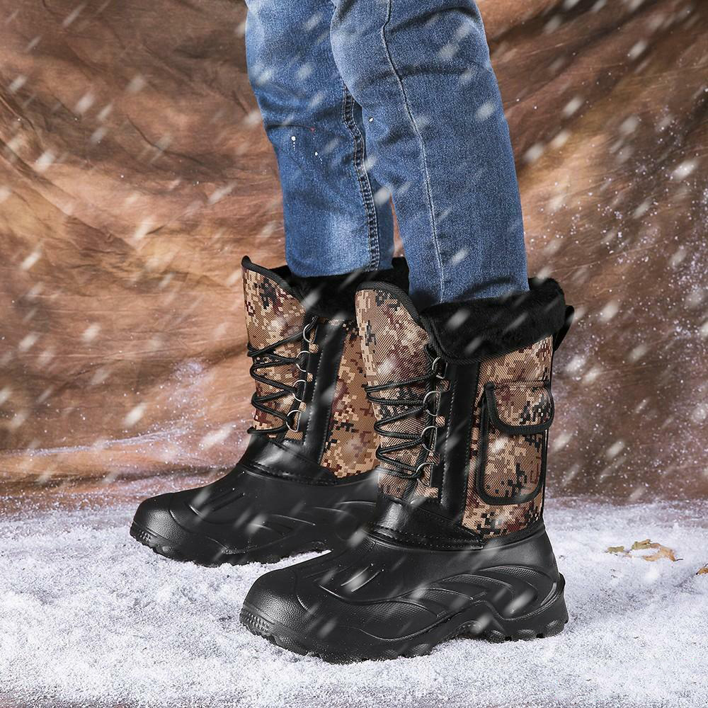 Men's Warm Winter Boots Waterproof Non-Slip Fishing Boots Work Boots (Insulation Rating: -40°F)