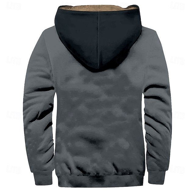 Men's Cowboy Fleece Hoodies Sweatshirt Outerwear Hooded Sweatshirt Hooded Fashion 3D Print Holiday Streetwear Blue Brown Zipper Pocket Fall Winter Designer