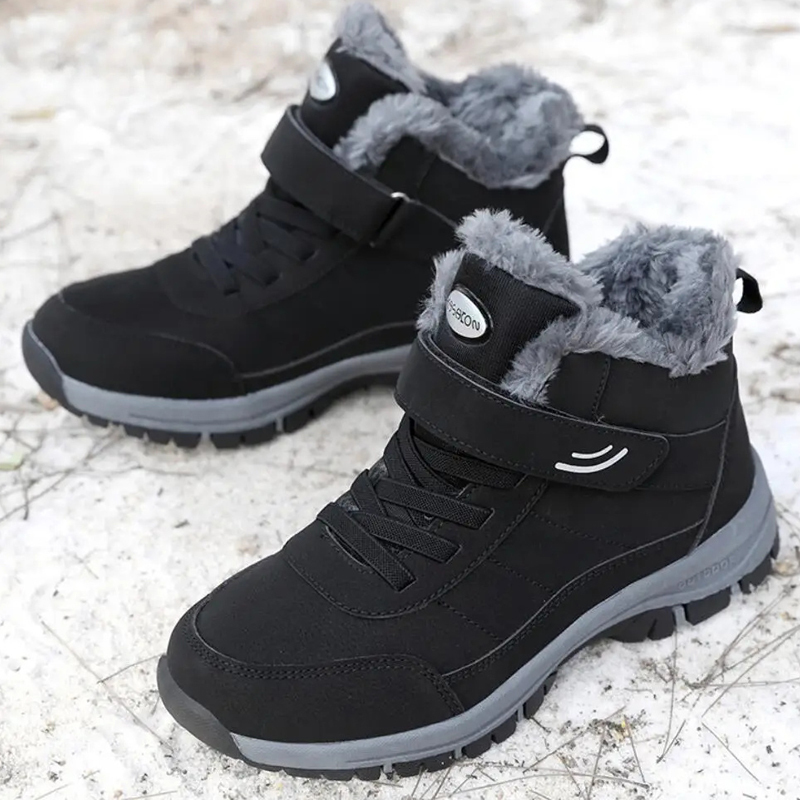 Men's Slip Resistant Snow Boots, Winter Thermal Shoes, Windproof Hiking Boots With Fuzzy Lining