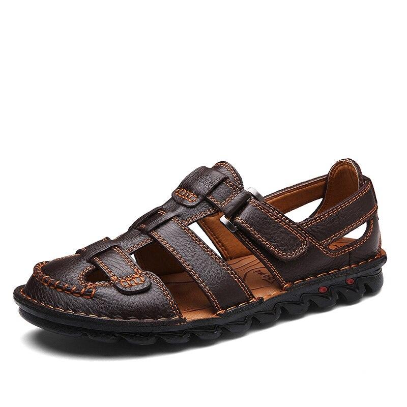 [Copy]High quality cow leather sandals summer outdoor handmade men sandals fashion comfortable men beach leather shoes