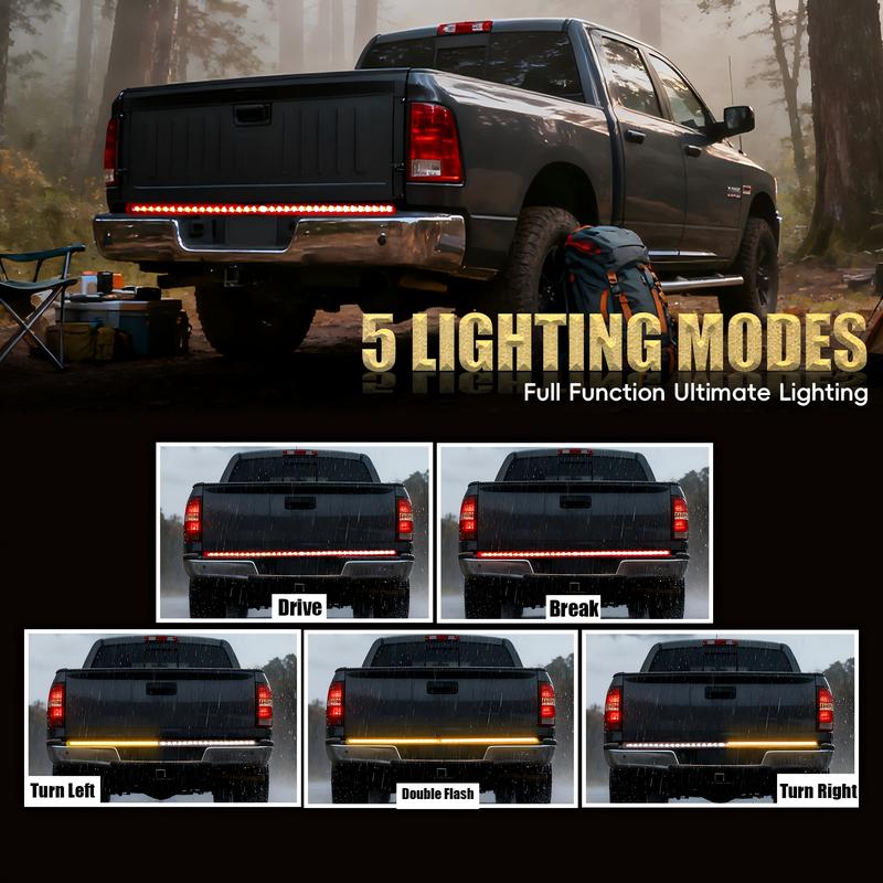 60-Inch LED Tailgate Light Bar Strip | Triple Row Truck Brake Turn Signal Reverse Lights