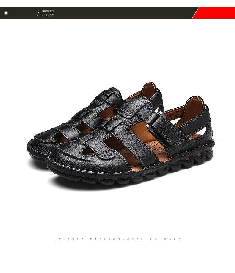 [Copy]High quality cow leather sandals summer outdoor handmade men sandals fashion comfortable men beach leather shoes