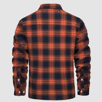 Men's Flannel Shirt Jacket - Fleece Lined Cotton Winter Coat