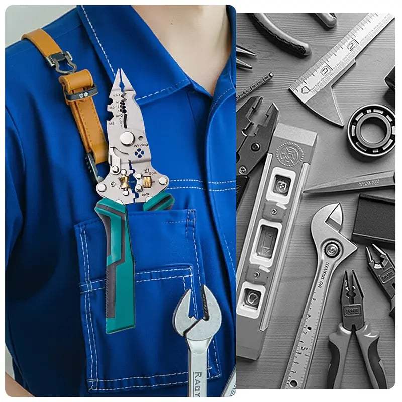 16 in 1 Wire Stripper Twister for Cutting and Pulling Wires,Cable Scissors,Voltage Tester Pliers, 12V to 250V Live,Null,Hot Wire Judgment AC DC, Audible and Flashing LED Alarms