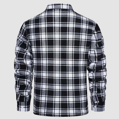 Men's Flannel Shirt Jacket - Fleece Lined Cotton Winter Coat