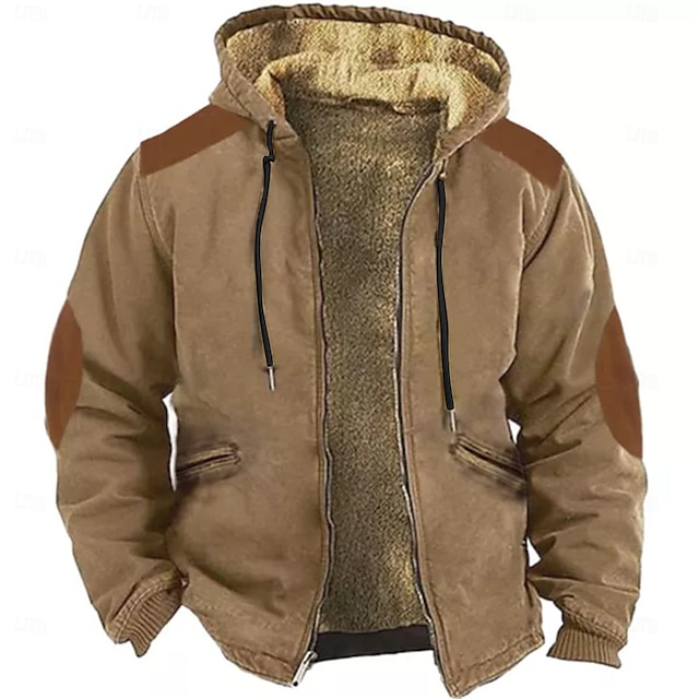 Men's Zip Up Hoodie Full Zip Hoodie Fuzzy Sherpa Fleece Jacket