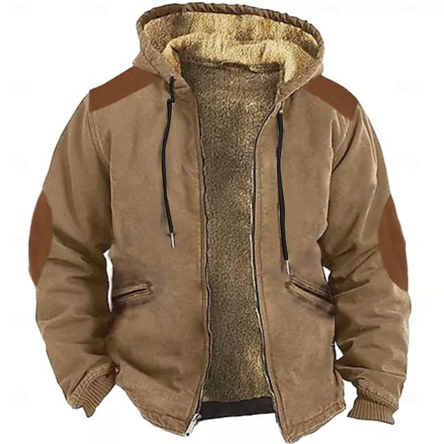 Men's Zip Up Hoodie Full Zip Hoodie Fuzzy Sherpa Fleece Jacket
