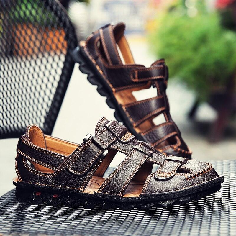 [Copy]High quality cow leather sandals summer outdoor handmade men sandals fashion comfortable men beach leather shoes
