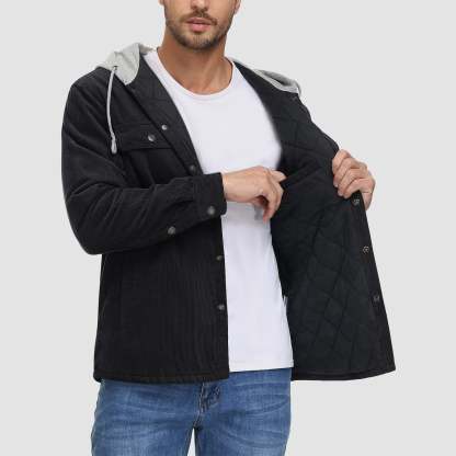 Men's Lightweight Hooded Corduroy Jacket for Casual Fall Wear