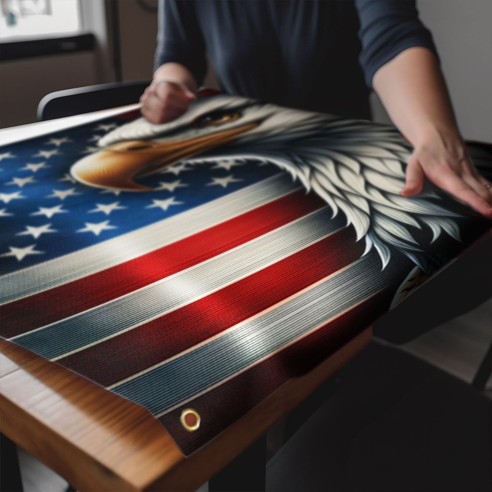 Patriotic Eagle American Grommet Flag