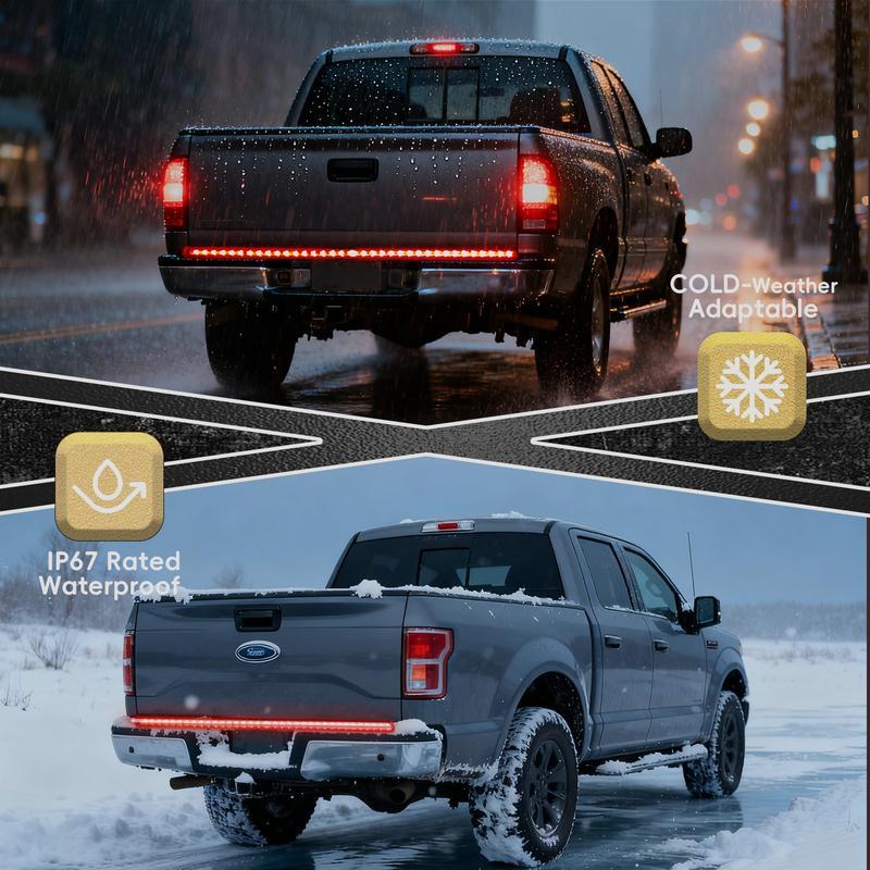 60-Inch LED Tailgate Light Bar Strip | Triple Row Truck Brake Turn Signal Reverse Lights