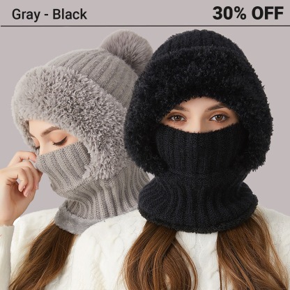 🎄Christmas Sale 50% OFF⛄️Women’s Thermal Knit Hood – Fleece-Lined Winter Hat, Neck Warmer & Face Cover Combo