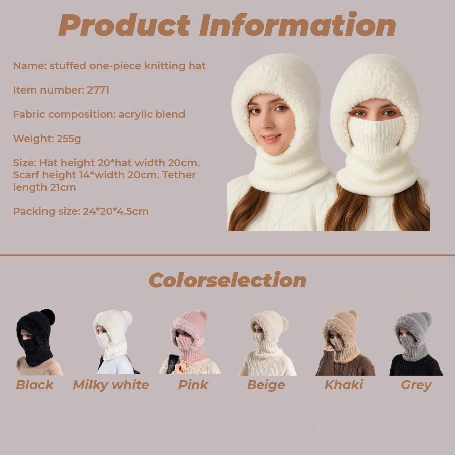🎄Christmas Sale 50% OFF⛄️Women’s Thermal Knit Hood – Fleece-Lined Winter Hat, Neck Warmer & Face Cover Combo