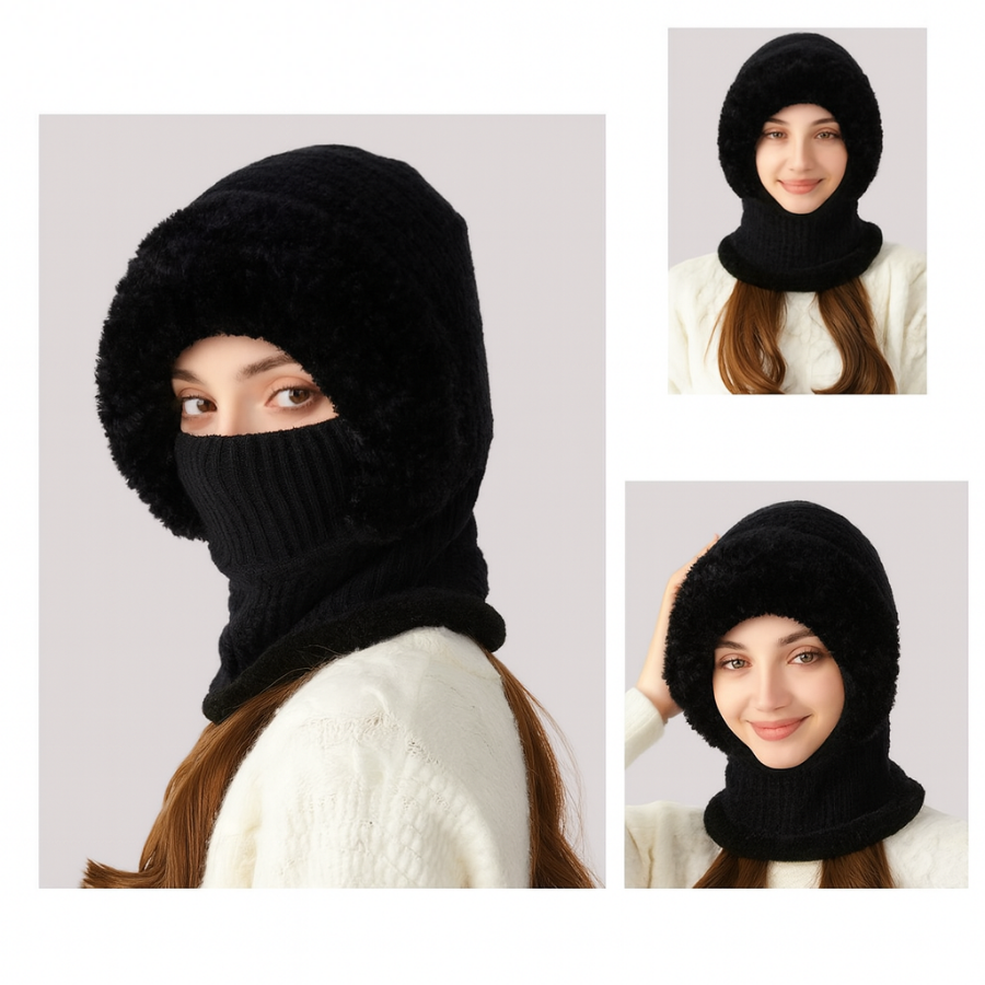 🎄Christmas Sale 50% OFF⛄️Women’s Thermal Knit Hood – Fleece-Lined Winter Hat, Neck Warmer & Face Cover Combo