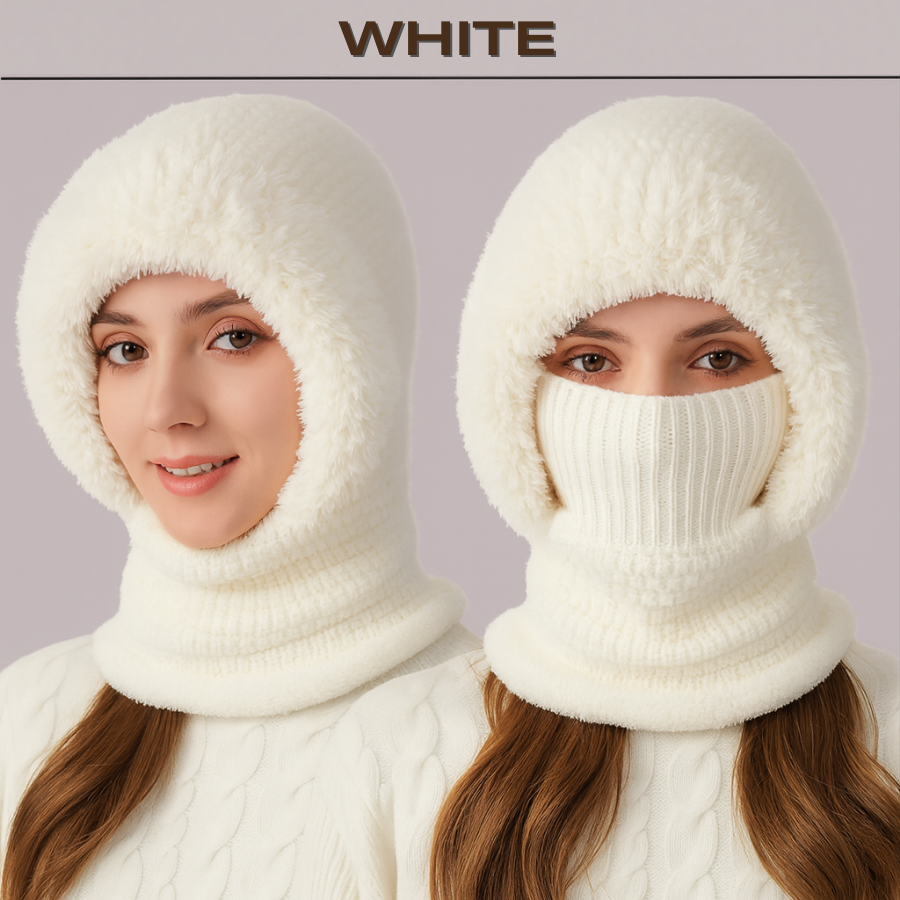 🎄Christmas Sale 50% OFF⛄️Women’s Thermal Knit Hood – Fleece-Lined Winter Hat, Neck Warmer & Face Cover Combo