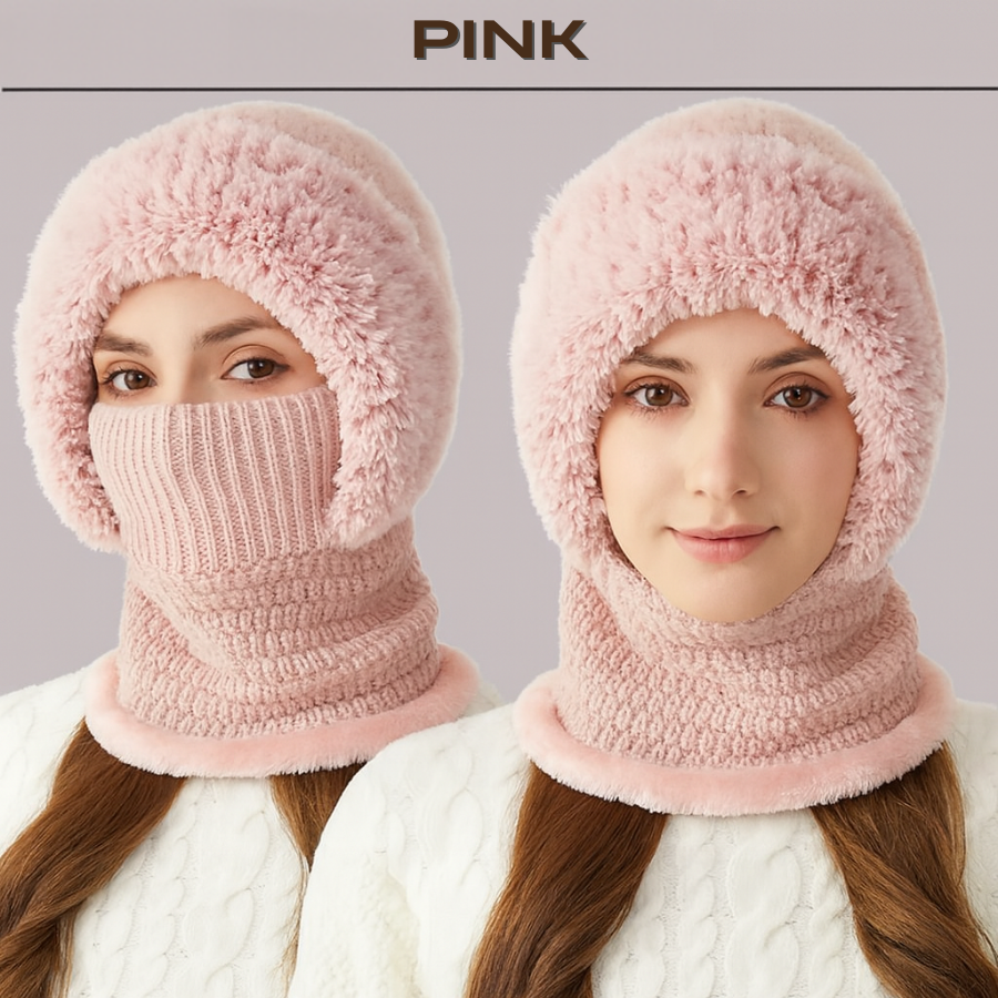 🎄Christmas Sale 50% OFF⛄️Women’s Thermal Knit Hood – Fleece-Lined Winter Hat, Neck Warmer & Face Cover Combo
