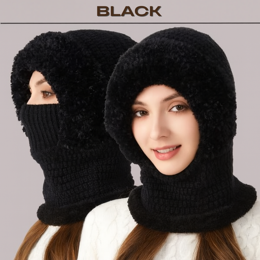 🎄Christmas Sale 50% OFF⛄️Women’s Thermal Knit Hood – Fleece-Lined Winter Hat, Neck Warmer & Face Cover Combo