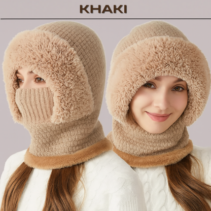 🎄Christmas Sale 50% OFF⛄️Women’s Thermal Knit Hood – Fleece-Lined Winter Hat, Neck Warmer & Face Cover Combo