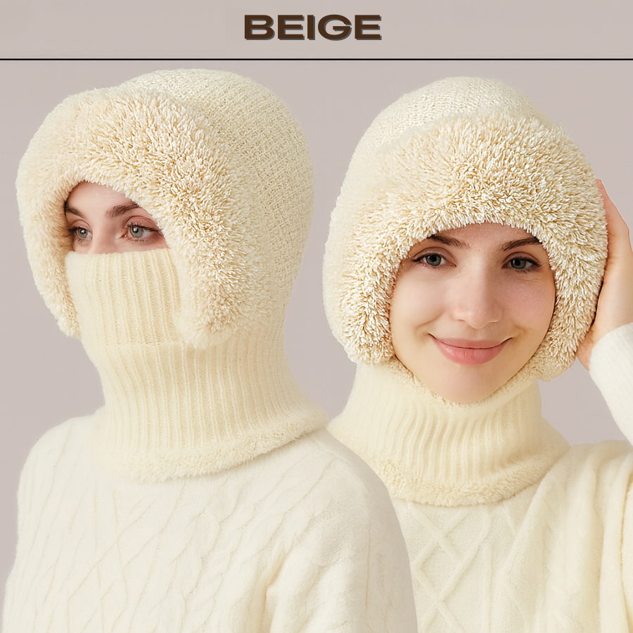 🎄Christmas Sale 50% OFF⛄️Women’s Thermal Knit Hood – Fleece-Lined Winter Hat, Neck Warmer & Face Cover Combo