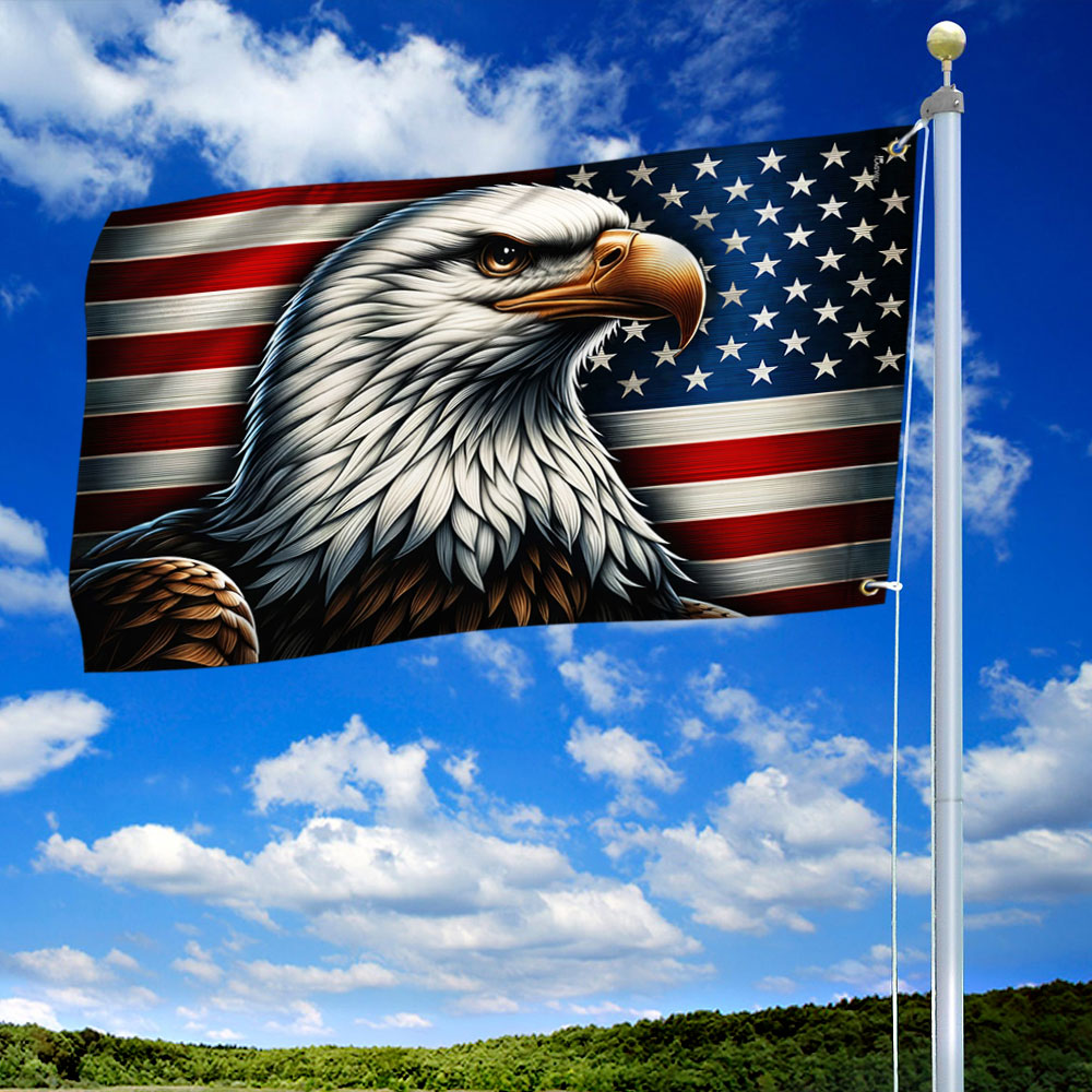 Patriotic Eagle American Grommet Flag
