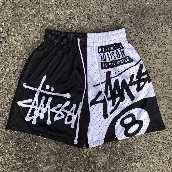 Patch casual mesh shorts
