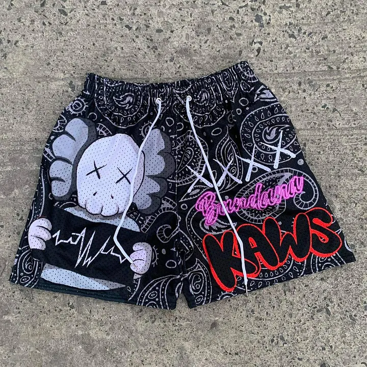 Patch casual mesh shorts