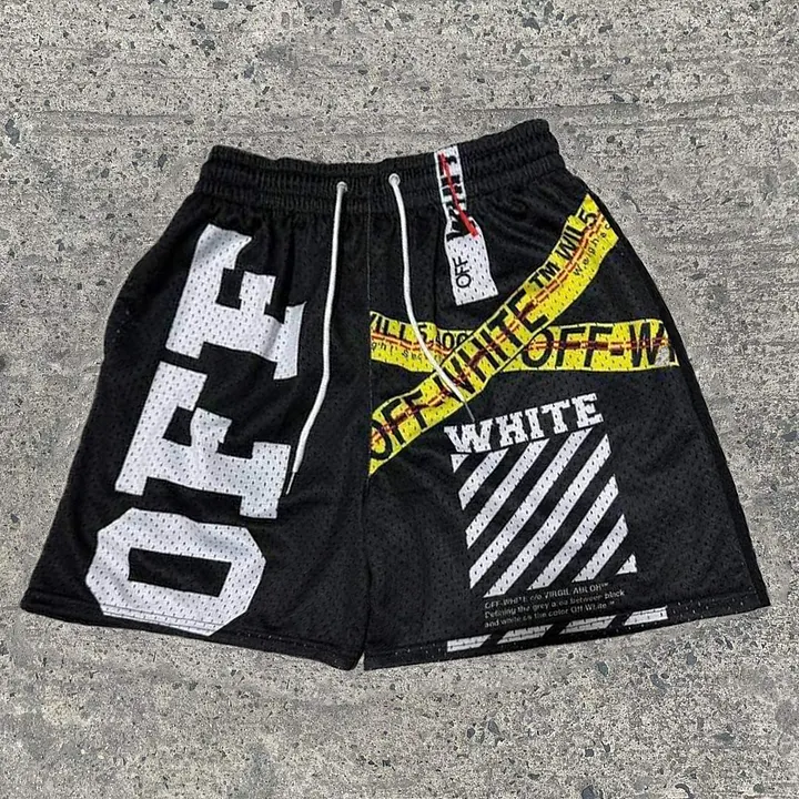 Patch casual mesh shorts