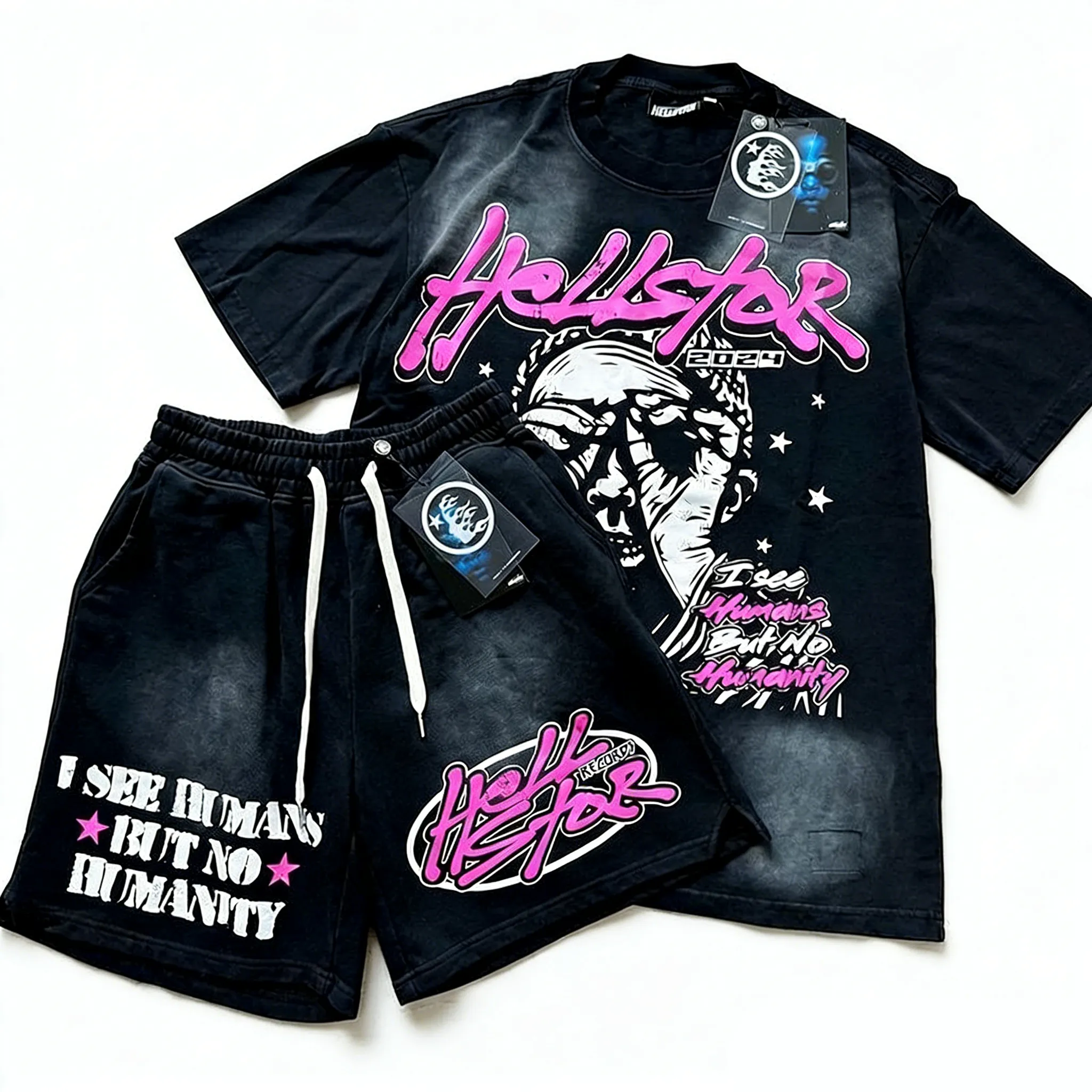 Unisex New Limited edition Hellstar T-Shirt And Shorts Co-Ord