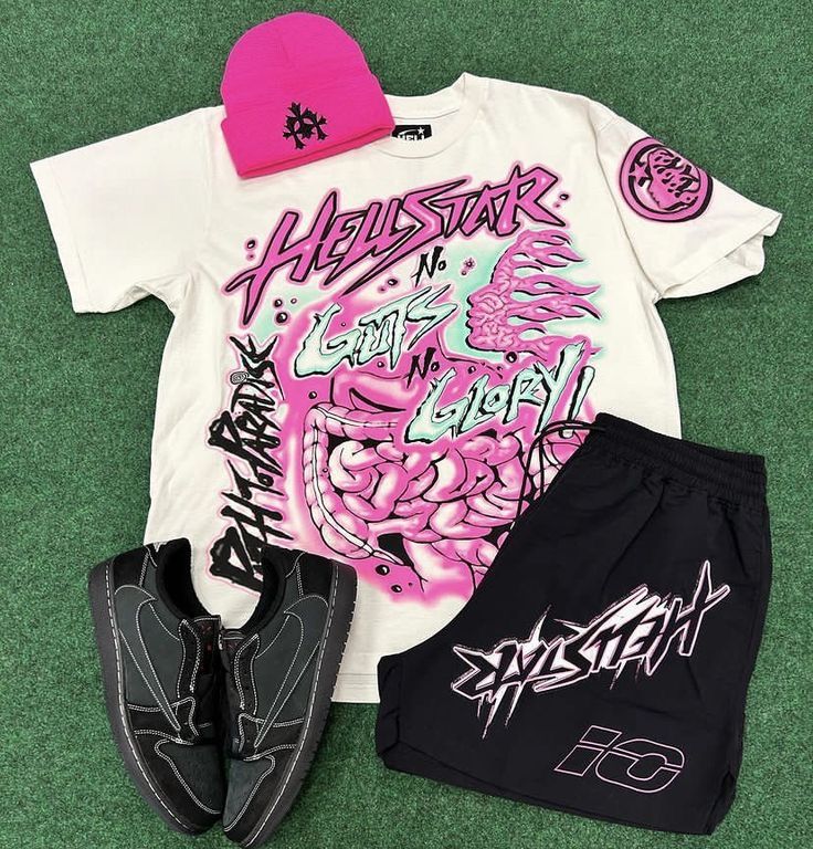 Unisex New Limited edition Hellstar T-Shirt And Shorts Co-Ord