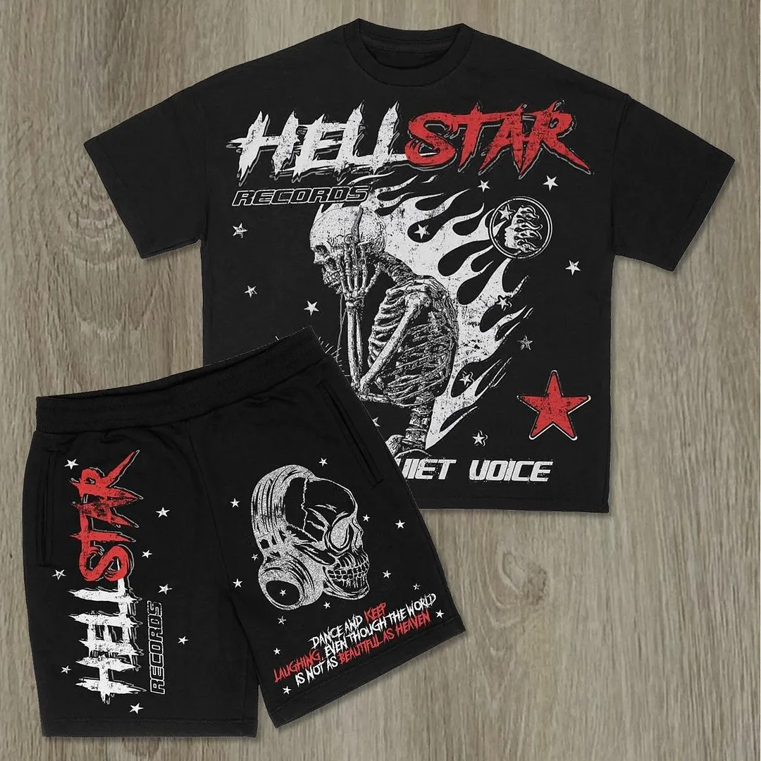 Unisex New Limited edition Hellstar T-Shirt And Shorts Co-Ord