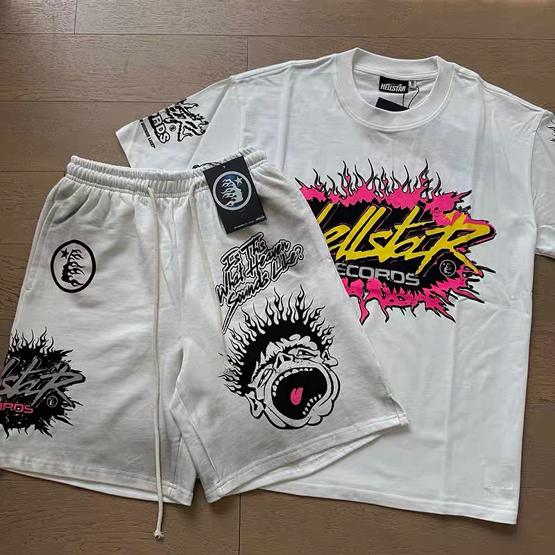 Unisex New Limited edition Hellstar T-Shirt And Shorts Co-Ord