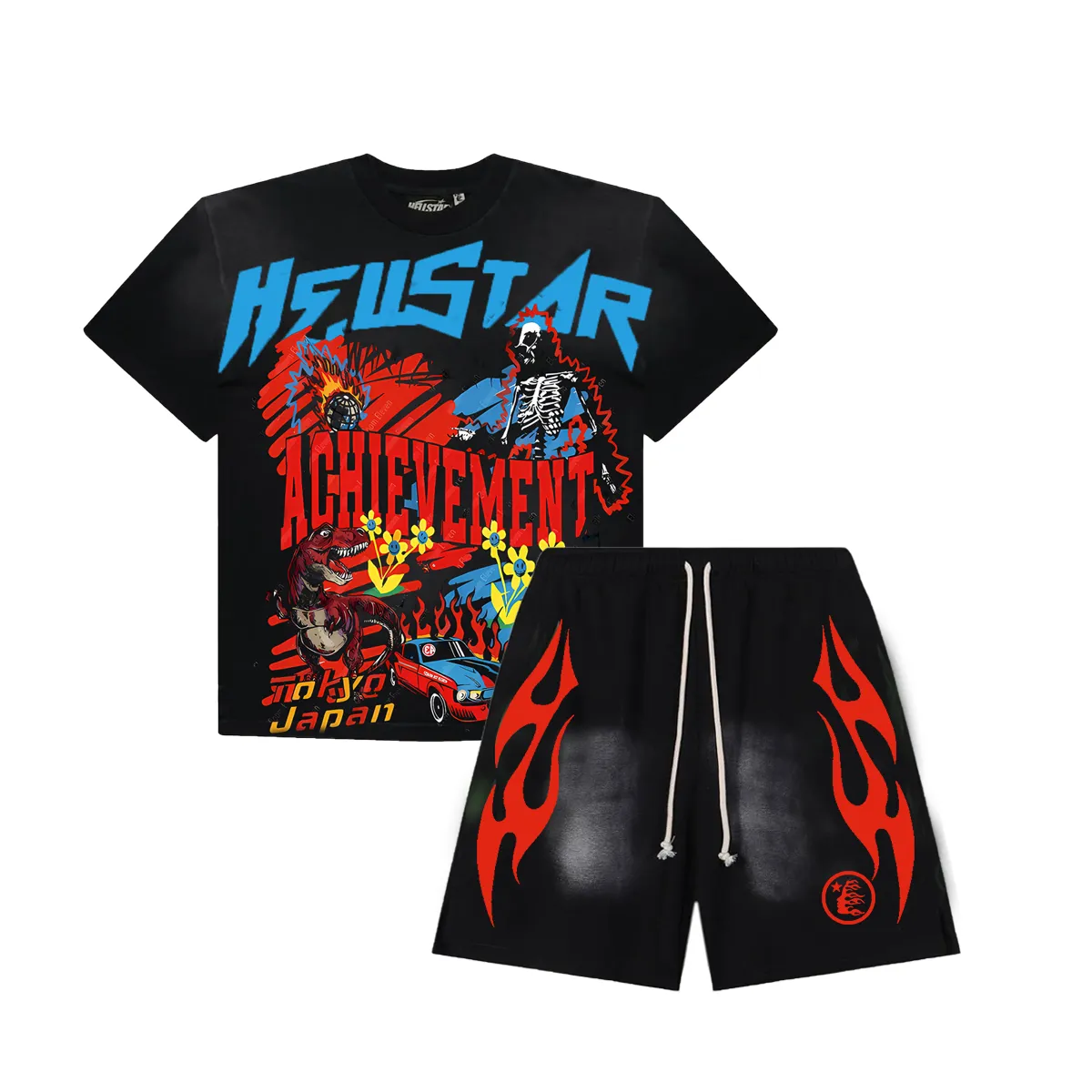 Unisex New Limited edition Hellstar T-Shirt And Shorts Co-Ord