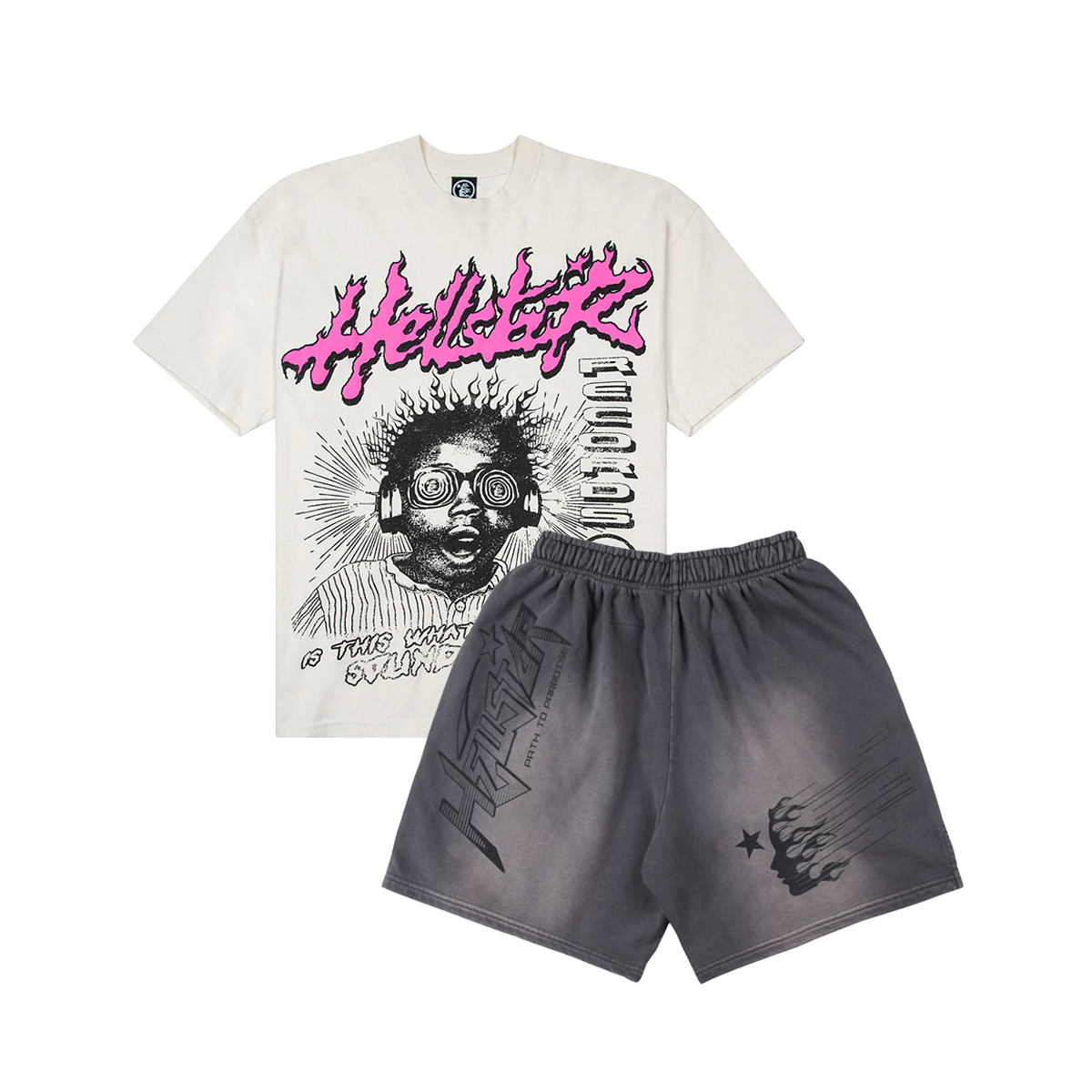 Unisex New Limited edition Hellstar T-Shirt And Shorts Co-Ord