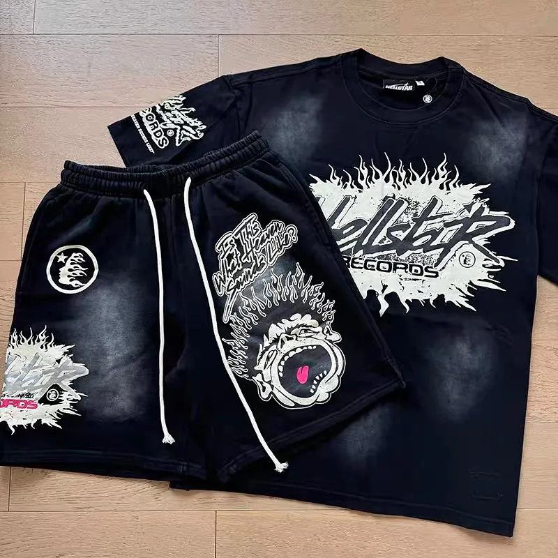 Unisex New Limited edition Hellstar T-Shirt And Shorts Co-Ord