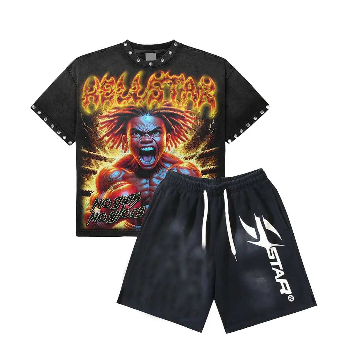 Unisex New Limited edition Hellstar T-Shirt And Shorts Co-Ord