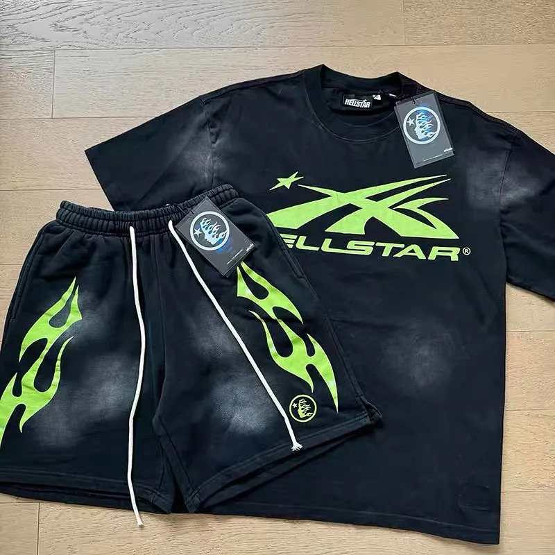 Unisex New Limited edition Hellstar T-Shirt And Shorts Co-Ord