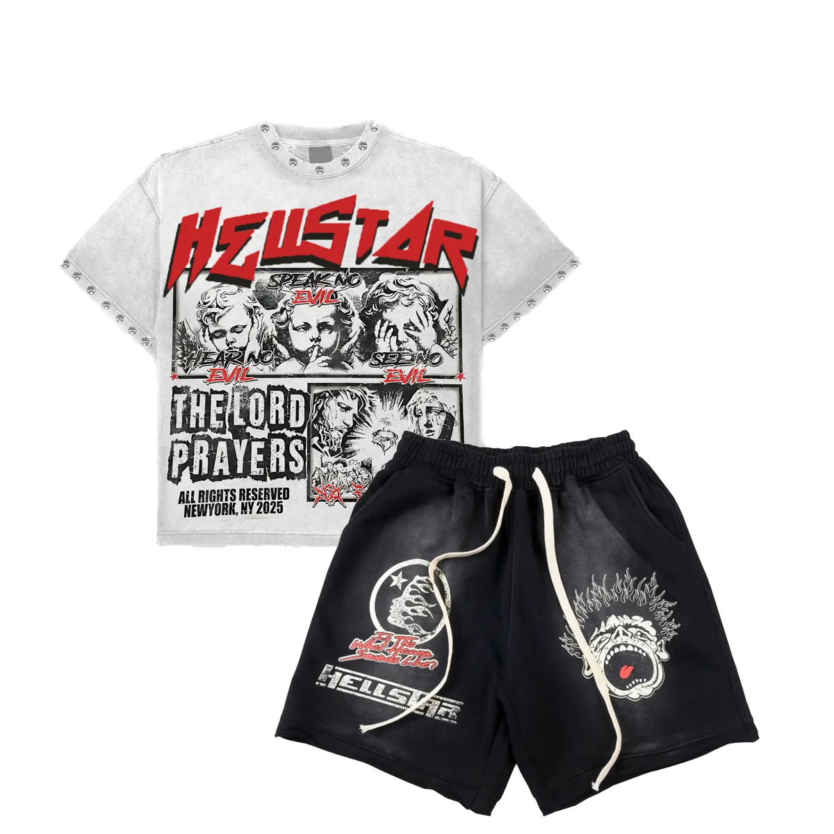 Unisex New Limited edition Hellstar T-Shirt And Shorts Co-Ord