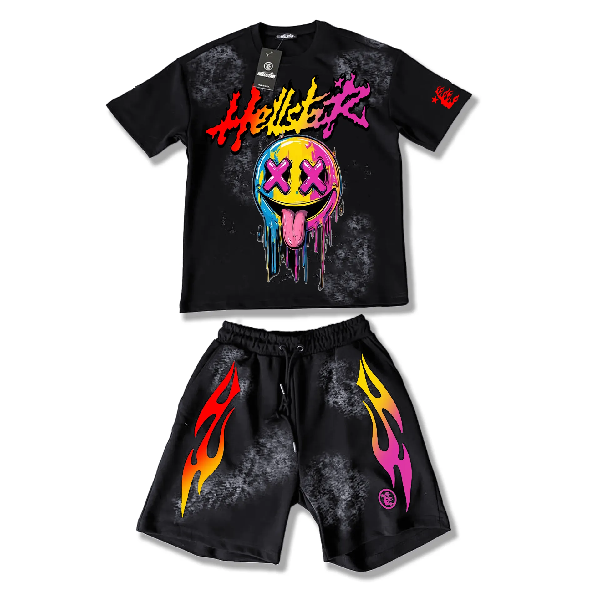 Unisex New Limited edition Hellstar T-Shirt And Shorts Co-Ord