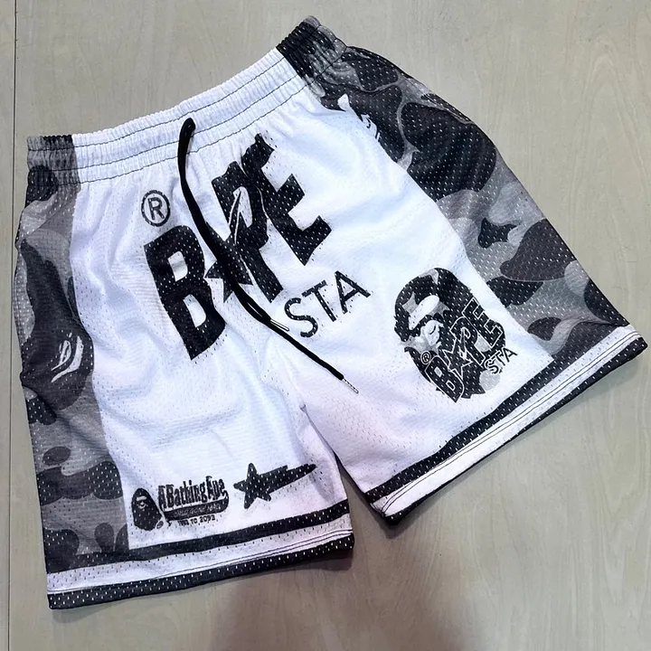 Patch casual mesh shorts