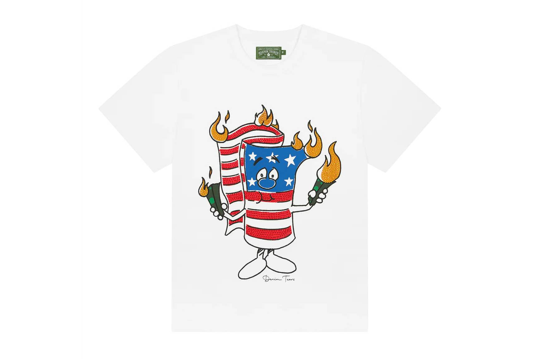 Denim Tears Classic 100%Cotton Tee T-Shirt Unisex Fit Washed