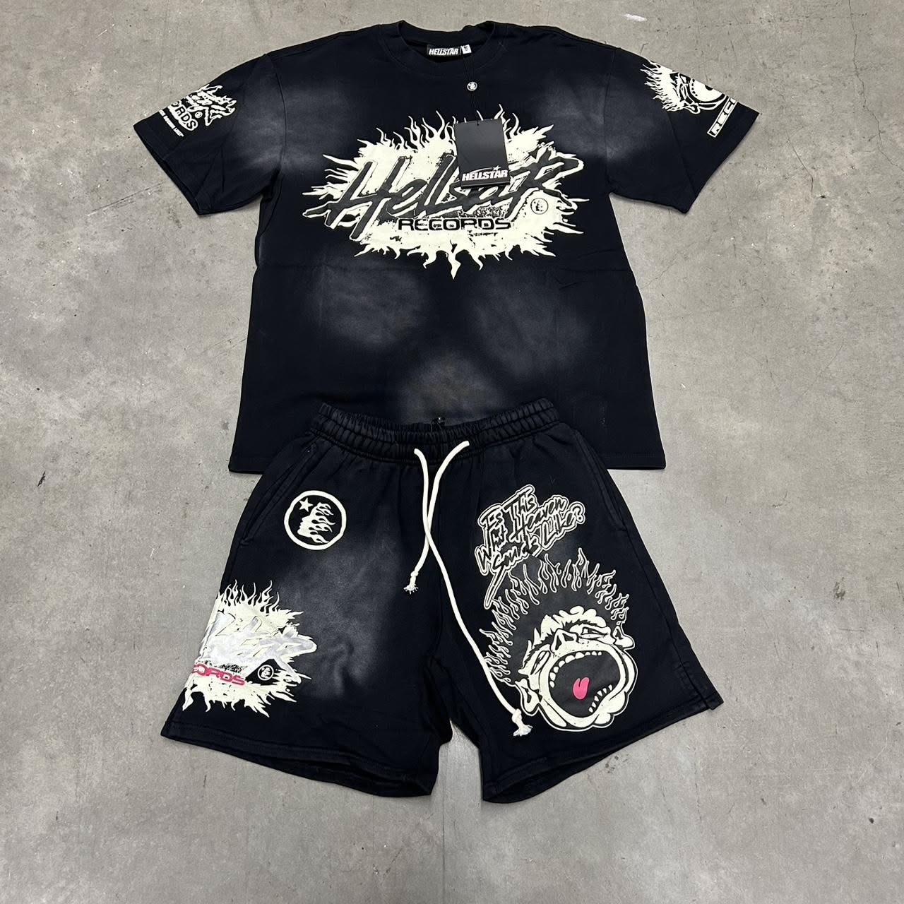 Unisex New Limited edition Hellstar T-Shirt And Shorts Co-Ord