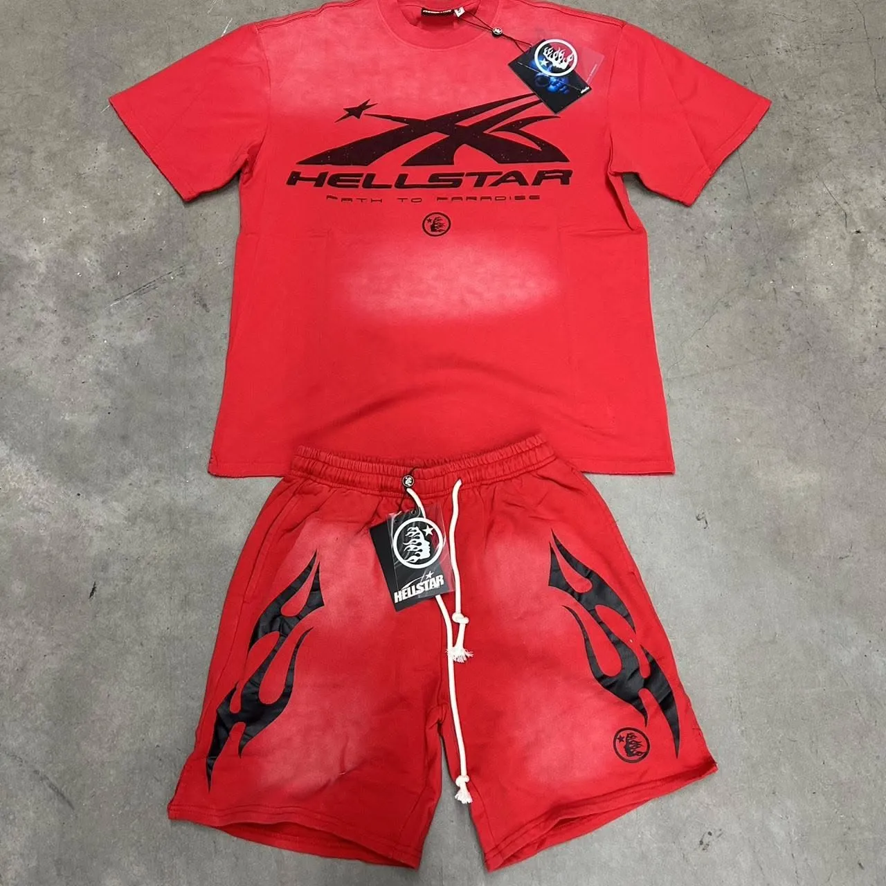 Unisex New Limited edition Hellstar T-Shirt And Shorts Co-Ord