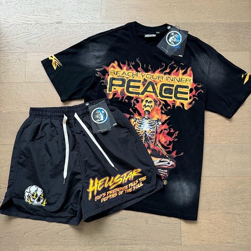 Unisex New Limited edition Hellstar T-Shirt And Shorts Co-Ord