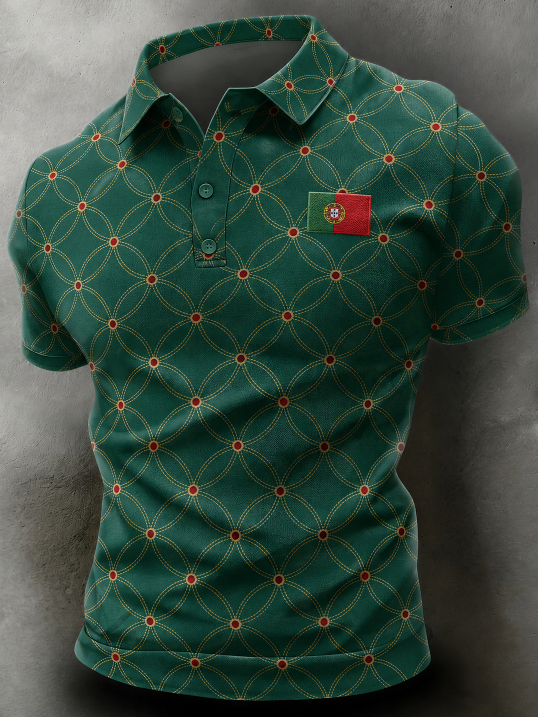 Men's Portugal Football Fan Art Print Polo Shirt