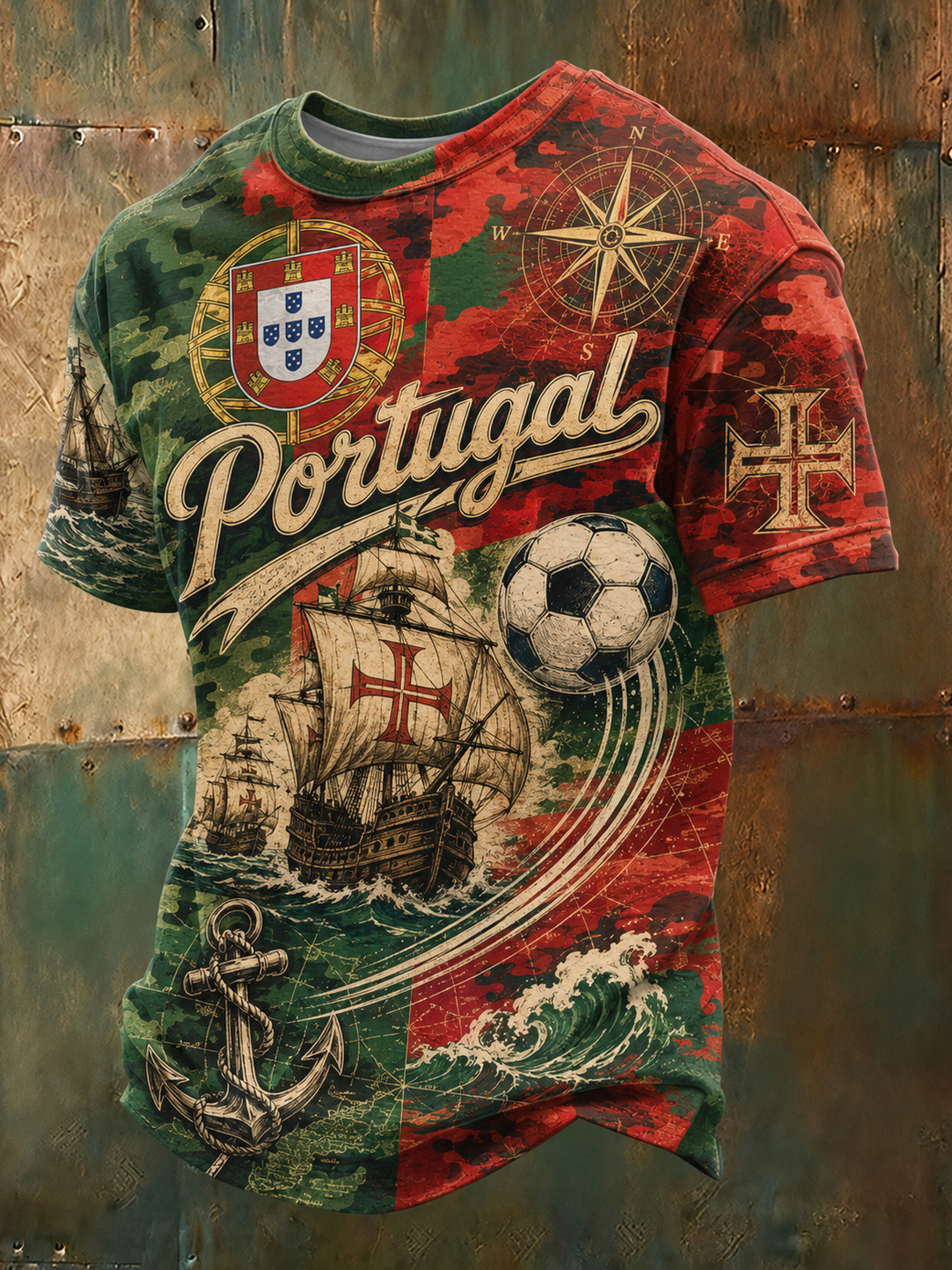 Men's Portugal Football Fan Art Print T-Shirt